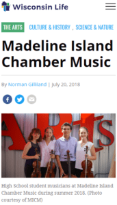 Wisconsin Life Features Madeline Island Chamber Music
