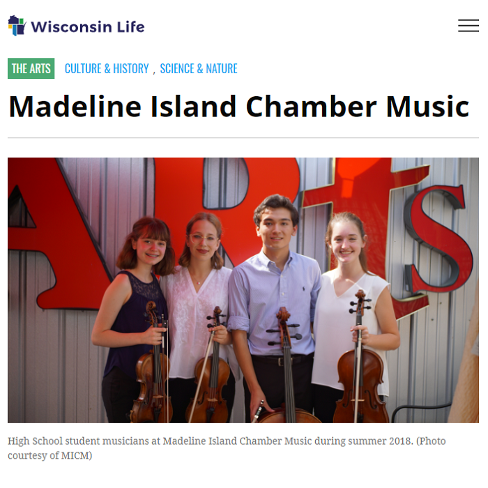 Wisconsin Life Features Madeline Island Chamber Music